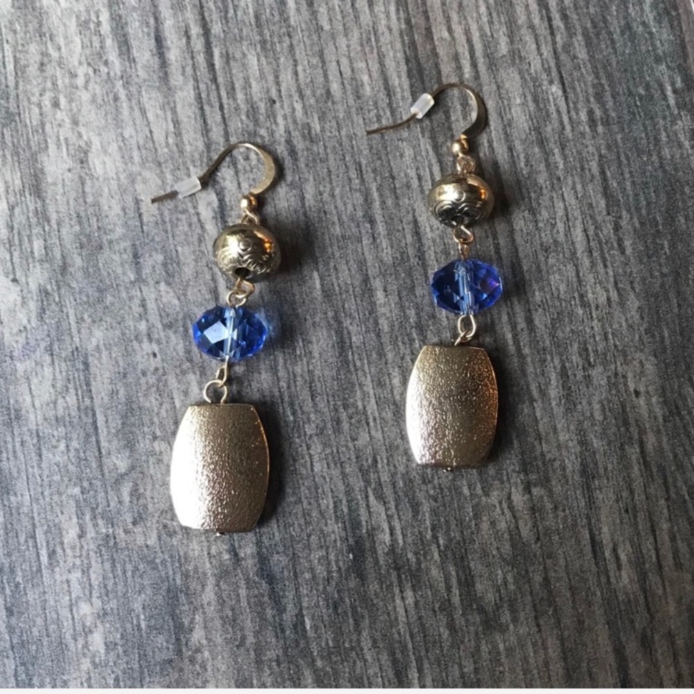 Gold and Blue Earrings